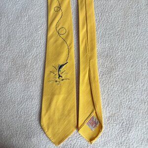 1950s Embroidered Fishing Fish Necktie
